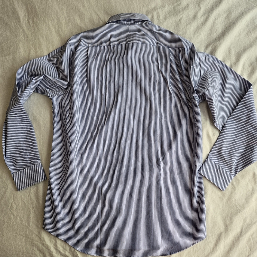 Stafford Performance 15.5 34/35 The Super Shirt blue & white stripe 100% cotton - Picture 4 of 5